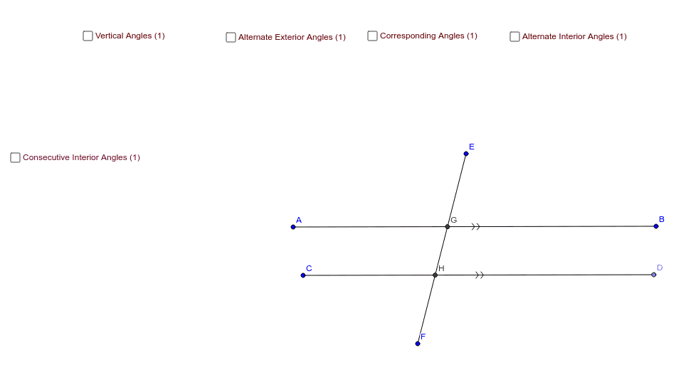 Parallel Lines cut by a Transversal GeoGebra