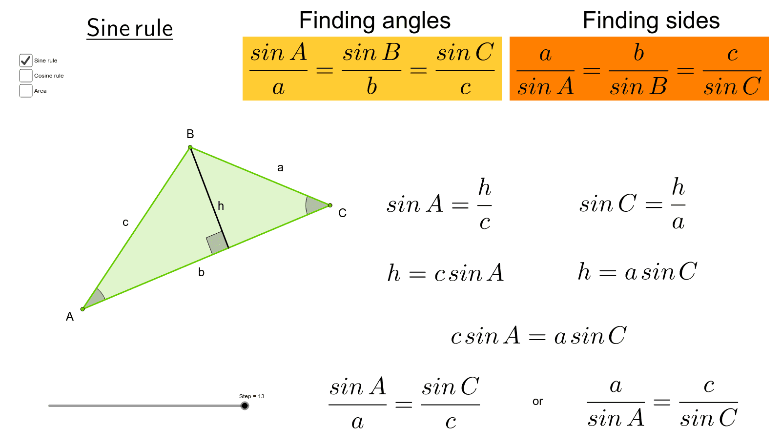 Sin c формула. Area of Triangle Formula. Formula for area of Triangle. Formula of area of Triangle with sin. Sine and cosine Rule.