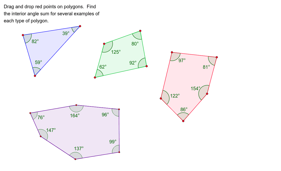 Investigate The Sum Of Interior Angles In Polygons Geogebra