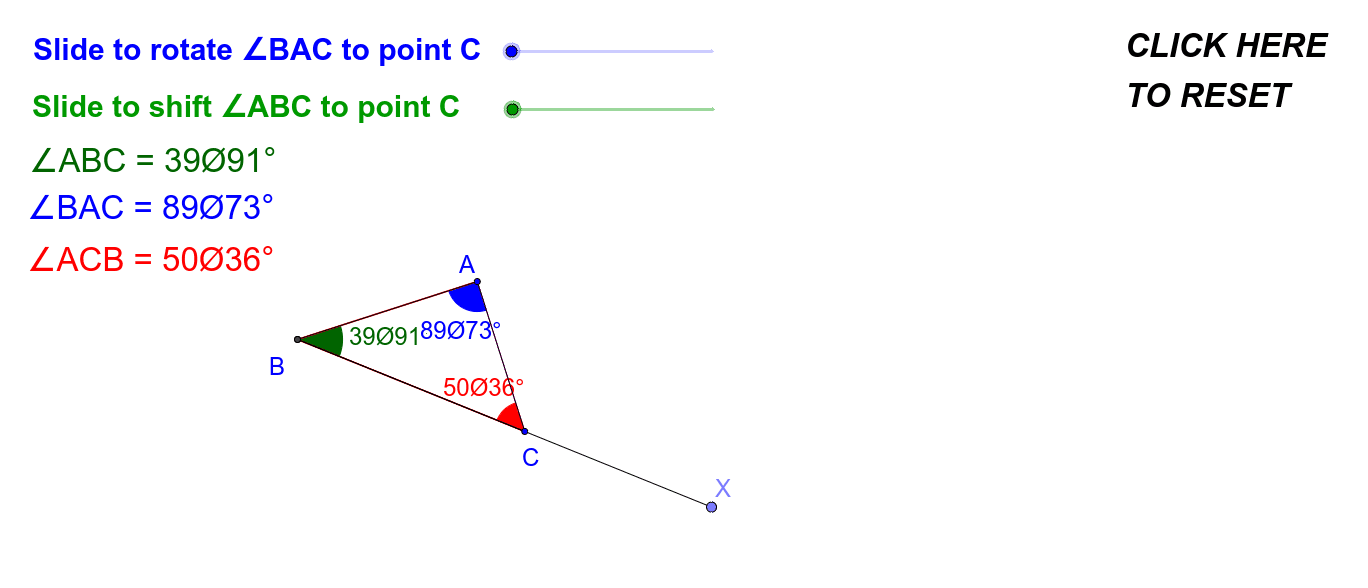 Exterior Angle Equals Sum Of Interior Opposite Angles Geogebra