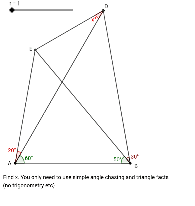 Langley's Adventitious Angles (World's Hardest Easy Geometry Problem) – Geogebra