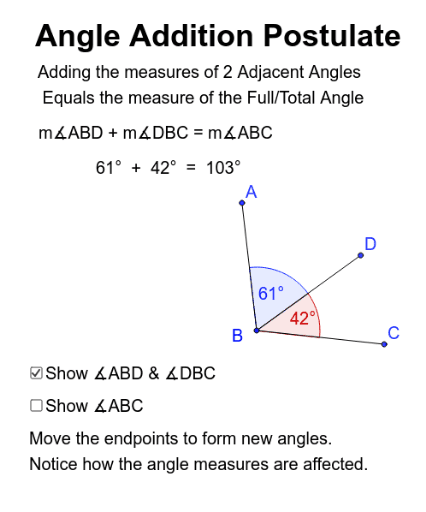 angle addition postulate geogebra angle addition postulate