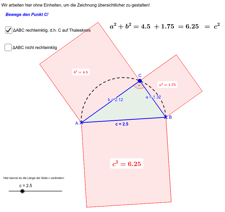 Der Kosinussatz ist eine "Anpassung" des Satz des Pythagoras für beliebige Dreiecke!