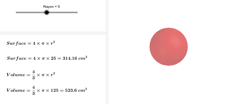 comment calculer le rayon d'une sphere avec son aire