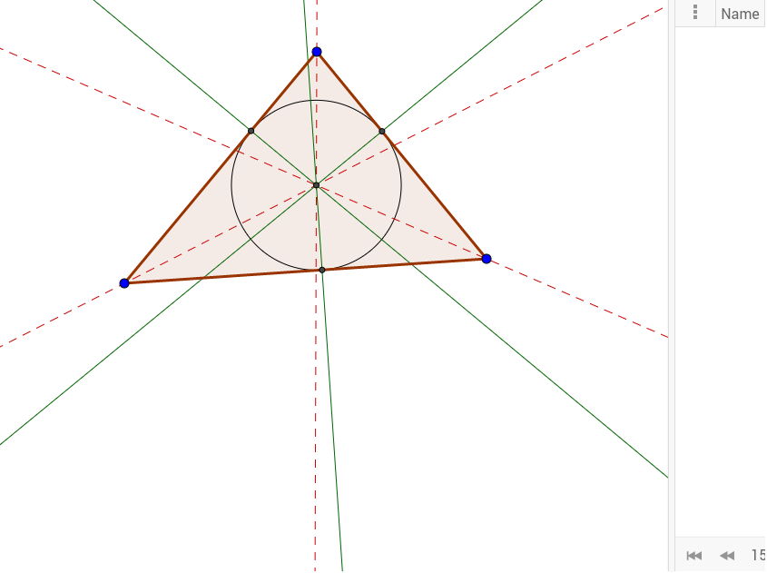 Incenter Use the arrows in the bottom right to go through step by step.
