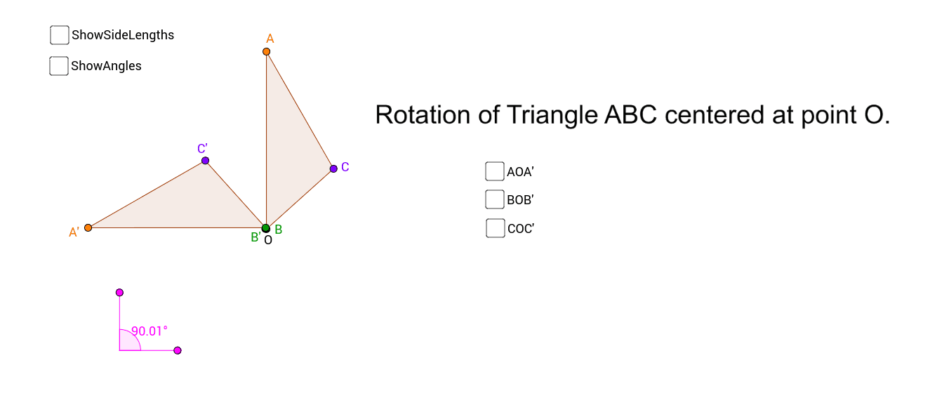 Rotation - Triangle ABC centered at point O – GeoGebra