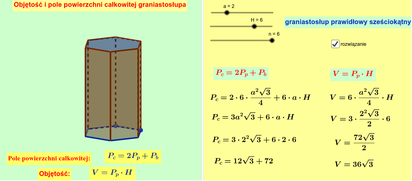 Pole Powierzchni I Objętość Graniastosłupów objętość i pole powierzchni graniastosłupa – GeoGebra