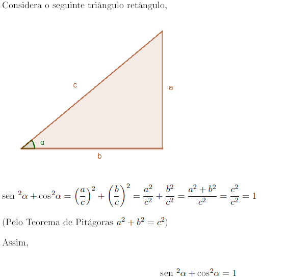 RELAÇÃO FUNDAMENTAL DA TRIGONOMETRIA - DEMONSTRAÇÃO E EXERCÍCIOS