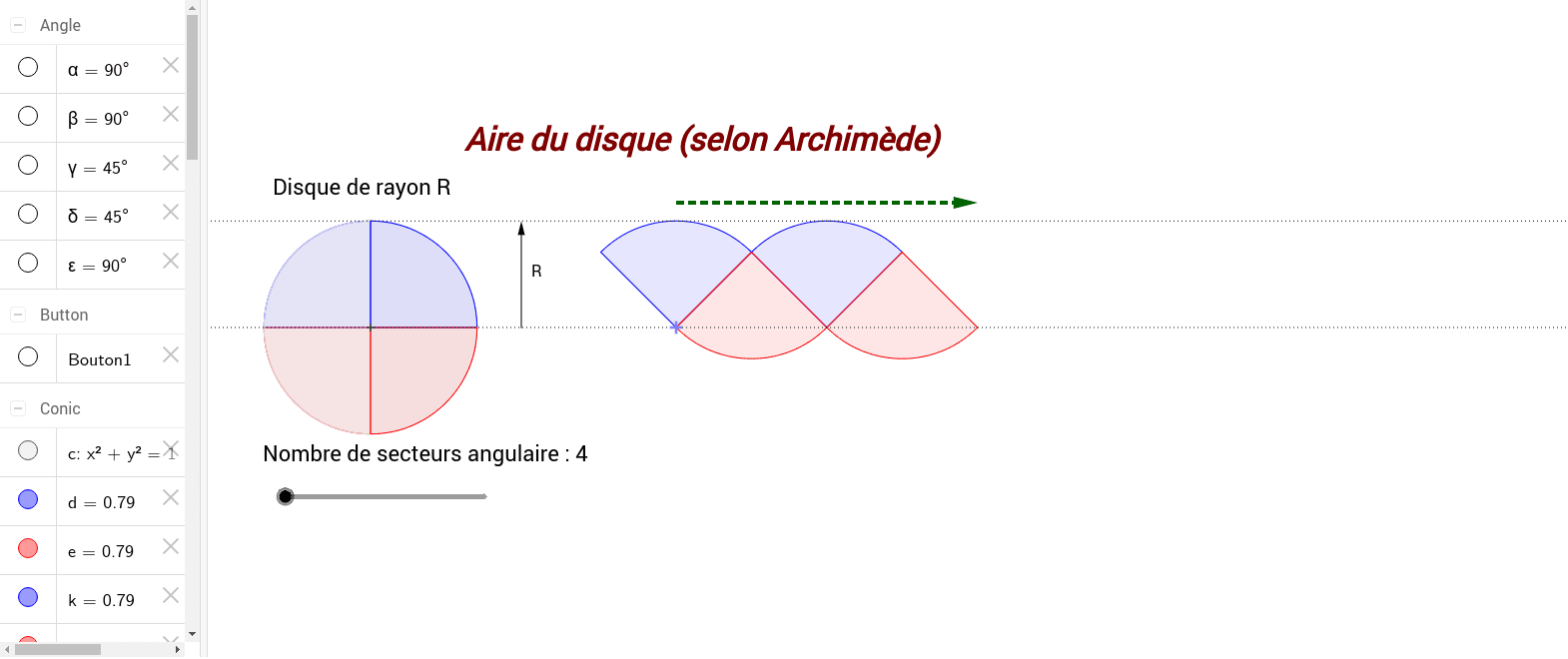 Aire D un Disque Aire du disque (selon Archimède) – GeoGebra