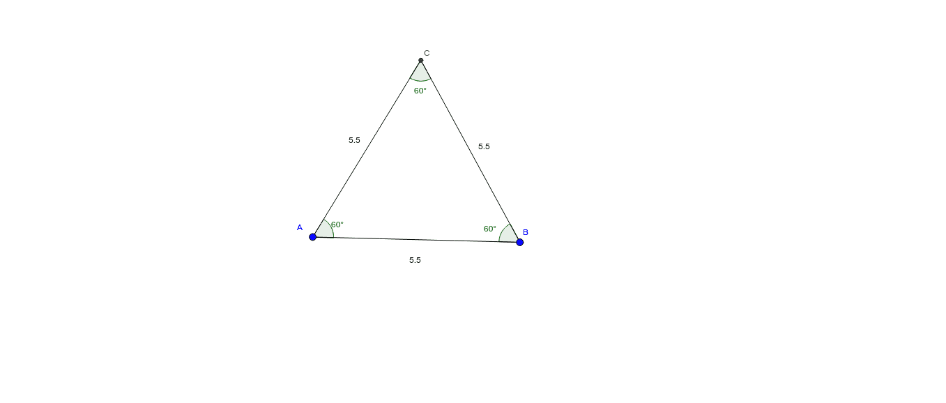 Triángulo equilátero. Propiedades de las medidas de los lados y de los ángulos. Presiona Intro para comenzar la actividad