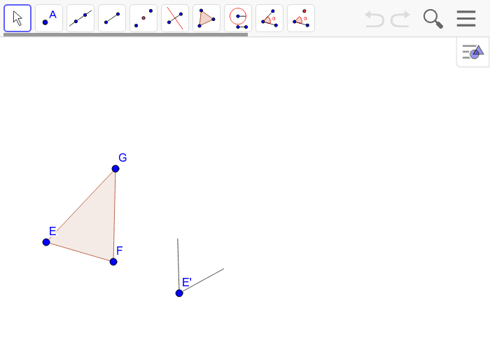 3) Triangle EFG is provided below, and one angle of scale drawing triangle E'F'G' is also provided. Complete a scale drawing so that the scale factor is r = 2