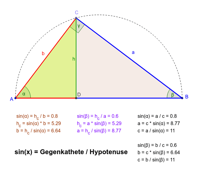 Sinus im rechtwinkeligen Dreieck GeoGebra
