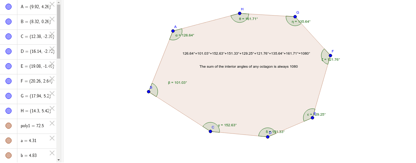 Octagon Interior Angle Sum Geogebra