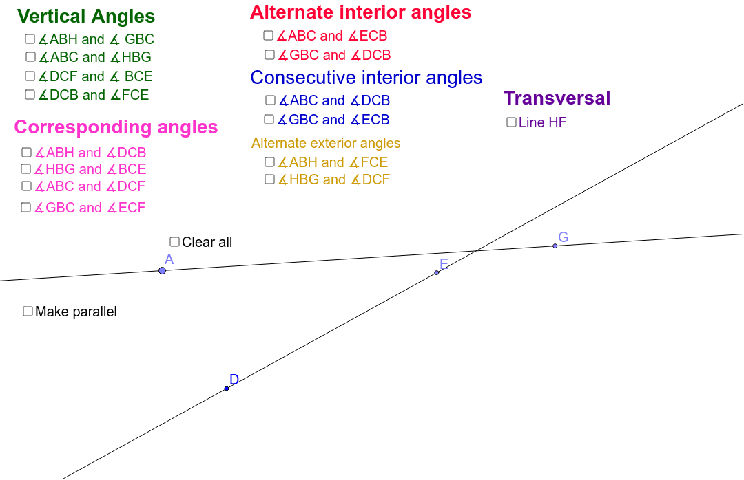 Angle Pair Definitions Geogebra