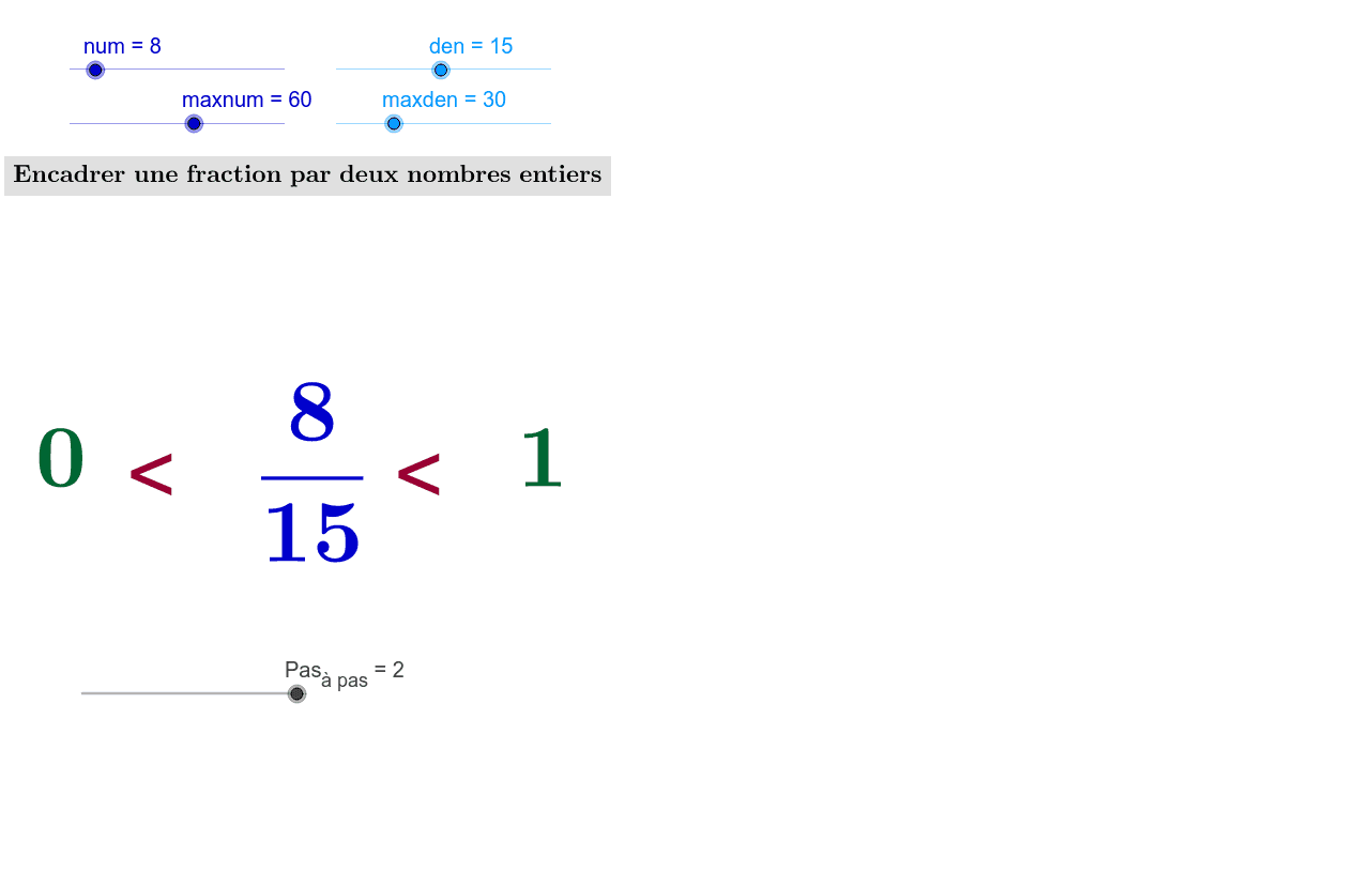Exercice Encadrer Fraction Entre Deux Entiers Consécutifs Encadrer une fraction entre deux entiers consécutifs – GeoGebra