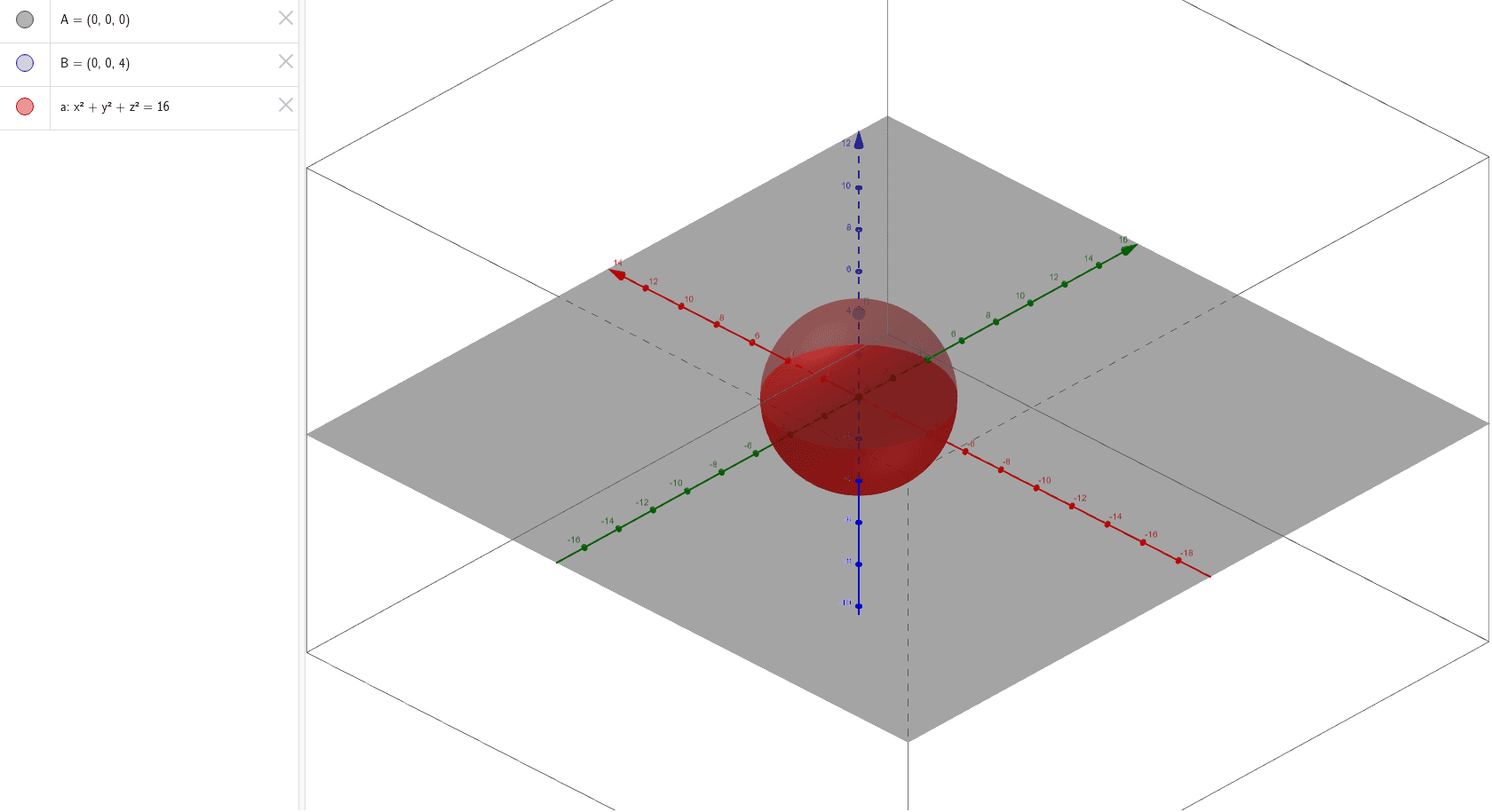 Equation of a sphere GeoGebra