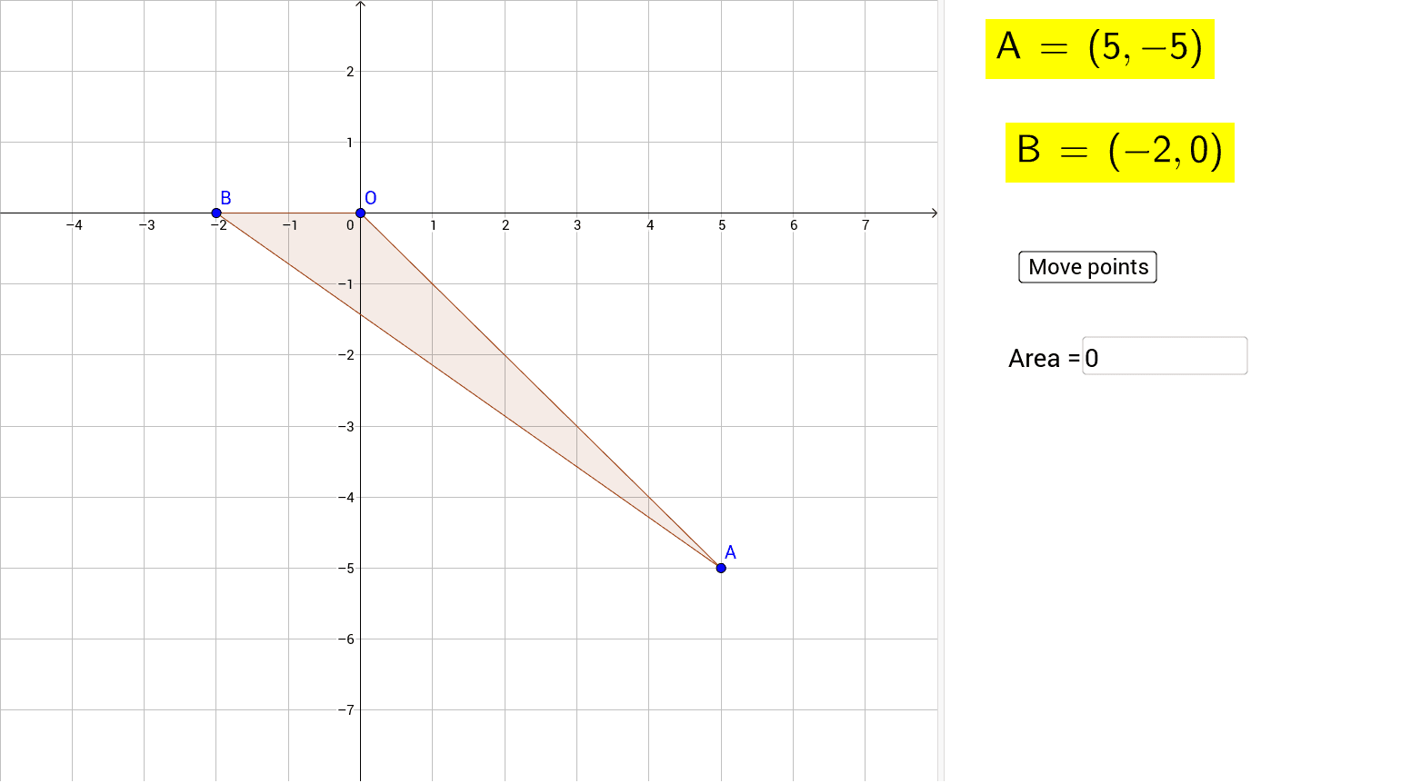 Area of triangle Coordinate Geometry GeoGebra