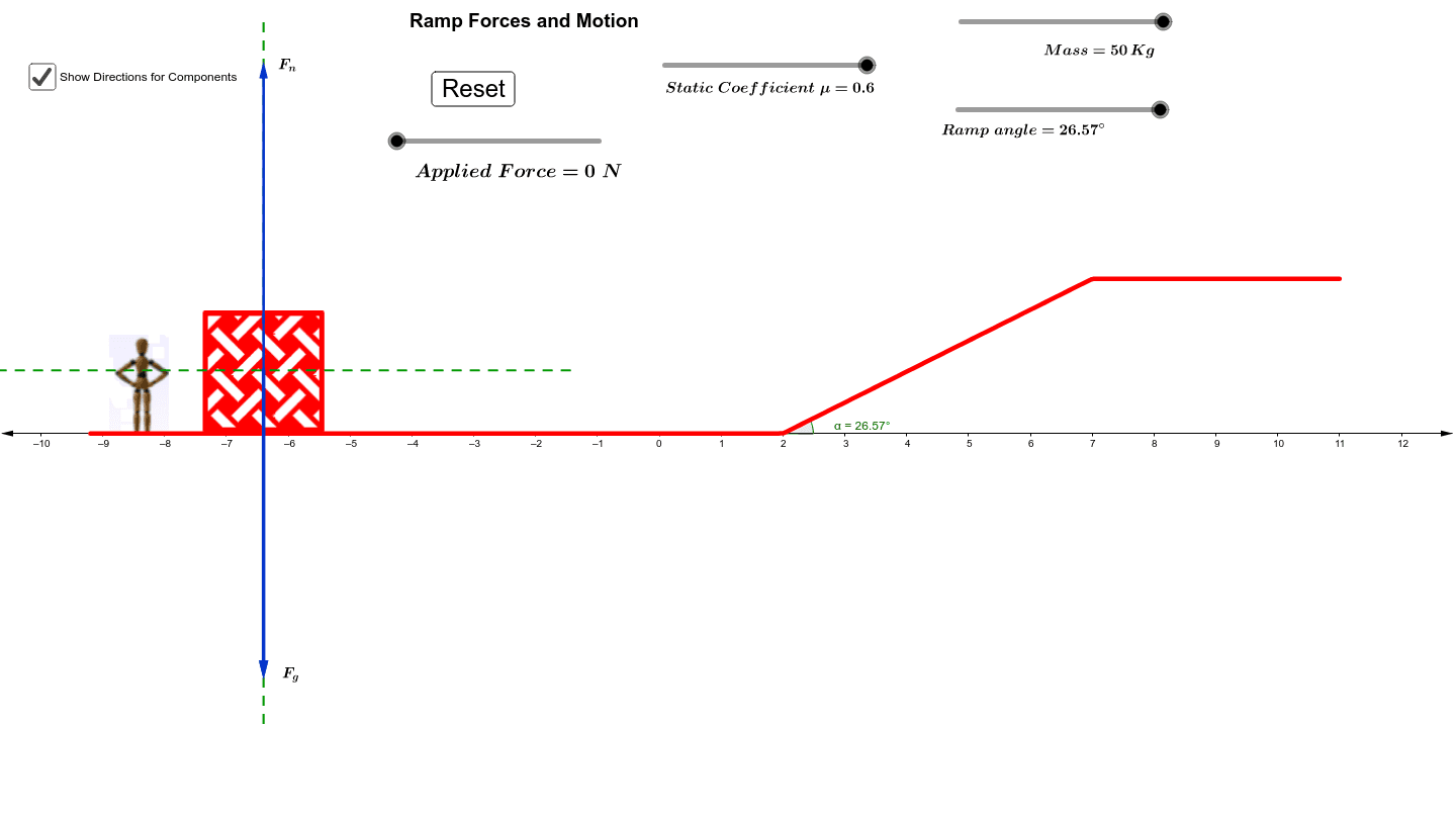 Ramp Forces and Motion GeoGebra