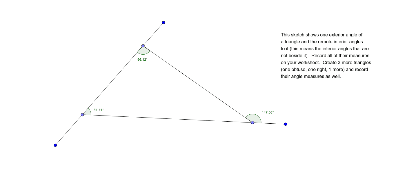 Exterior And Remote Interior Angles Of A Triangle Geogebra
