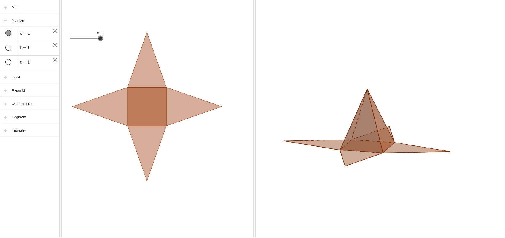 Net of a square based pyramid geogebra