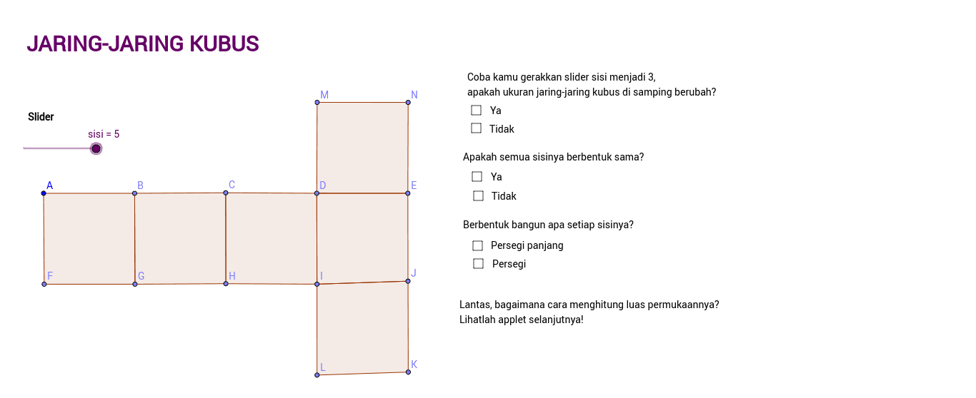 Luas Permukaan Kubus 1 Geogebra