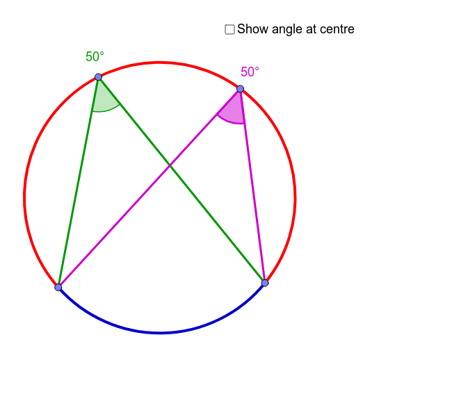 Circle theorems angles on the same arc geogebra