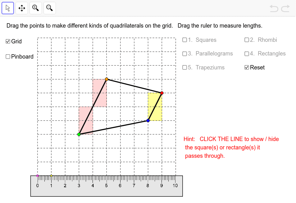 Making Quadrilaterals on Grid GeoGebra