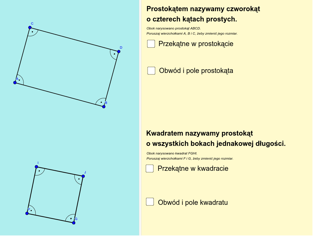Są W Nim Koła Prostokąty Dwa Kwadraty Też Prostokąty i kwadraty – GeoGebra