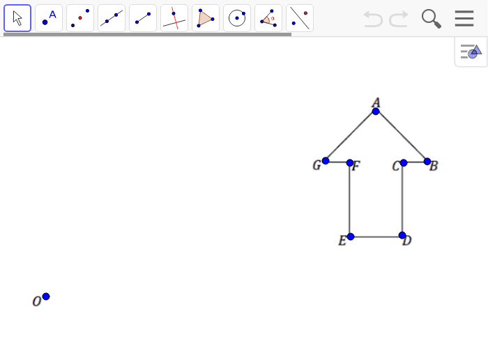 Practice Problem 1: Create a scale drawing of the figure below using the ratio method about center O and scale factor r = 3/4