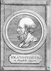 Eratosthes was een veelzijdig Grieks geleerde uit de 2e eeuw v.C. Hij was o.a. veertig jaar lang hoofdbibliothecaris van de bibliotheek van Alexandrië. Geografen kennen hem omdat hij de omtrek van de aarde berekende. Wiskundigen denken dan weer eerder aan 'de zeef van Erastothenes' 