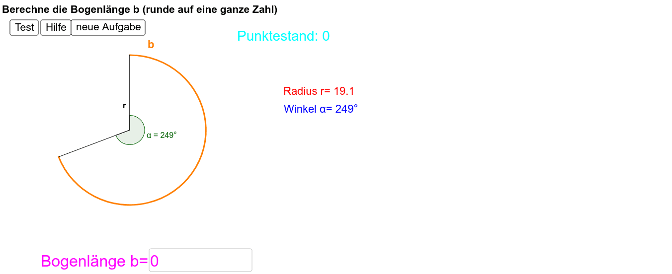 Bogenlänge berechnen - Quizzes – GeoGebra