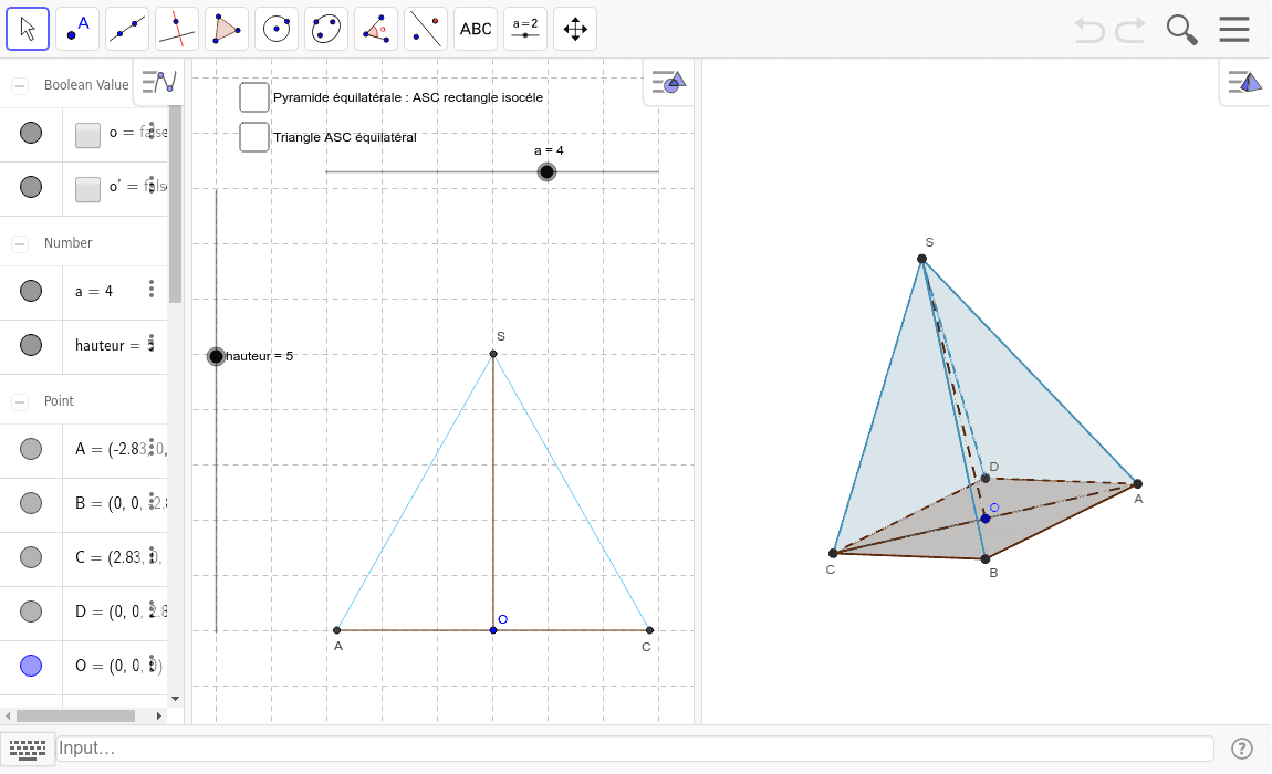 Diagonale Carré Pyramide de base carrée - plan diagonal – GeoGebra