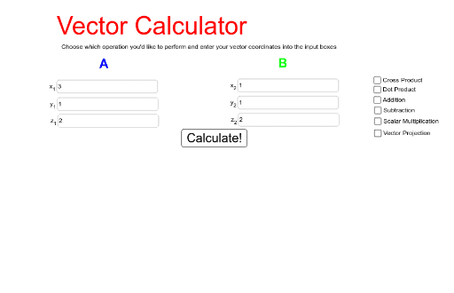 Vector Calculator GeoGebra