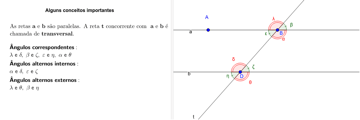 Ângulos determinados por paralelas e transversal