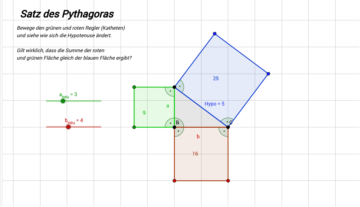 Der Satz des Pythagoras – GeoGebra