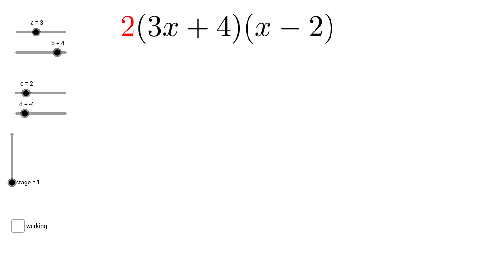 Quadratics expand brackets GeoGebra