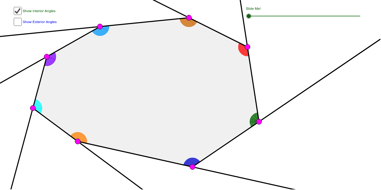 Octagon Interior Exterior Angle Sum Theorems Geogebra