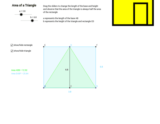 Discovering Area Of A Triangle Geogebra Discovering Area Of A Triangle Geogebra