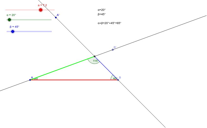 Construcción de un triángulo dado un y dos ángulos – GeoGebra
