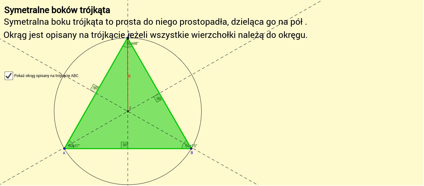 Okrąg Opisany Na Trójkącie Równoramiennym Symetralne boków trójkąta. Okrąg opisany na trójkącie. – GeoGebra