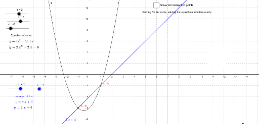 Intersection of a line and a quadratic curve – GeoGebra