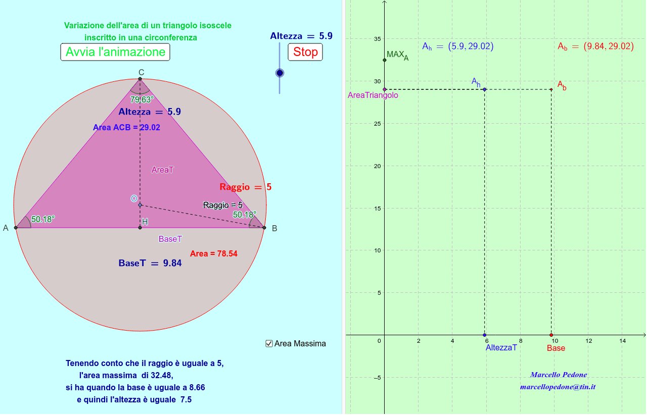 Area Di Un Triangolo Inscritto In Una Circonferenza Triangolo inscritto in una circonferenza – GeoGebra