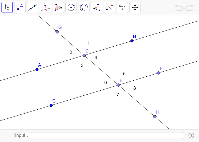 Parallel Lines Cut by a Transversal GeoGebra