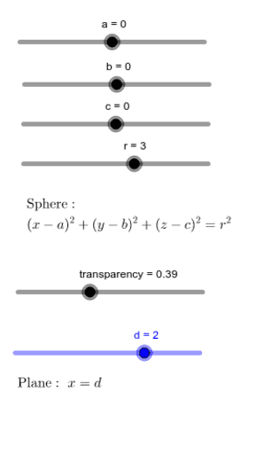 Intersections of speres and planes – GeoGebra