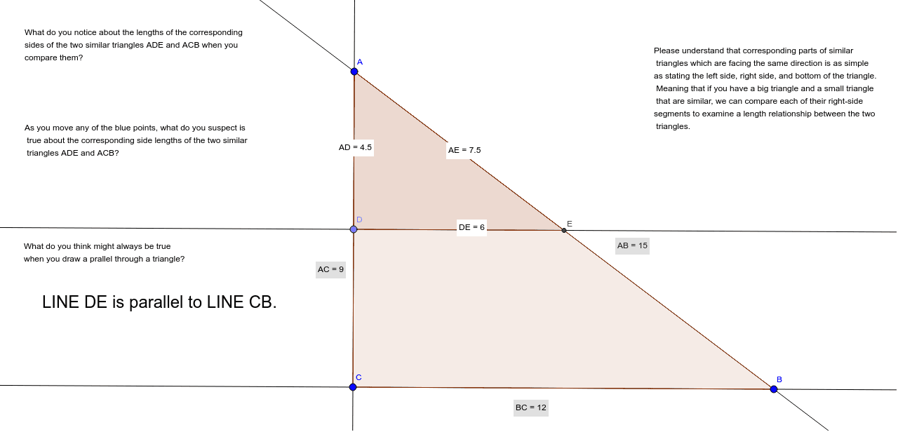 Proportional Triangles Geogebra