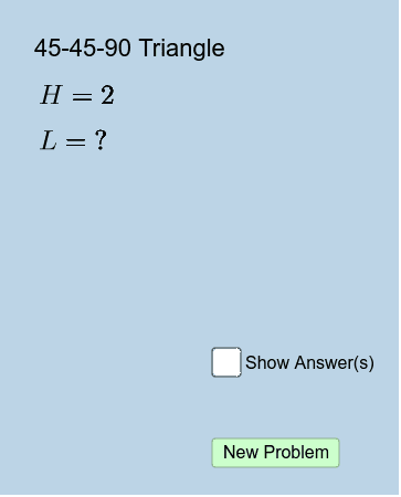 Special Right Triangles: Problem Generator