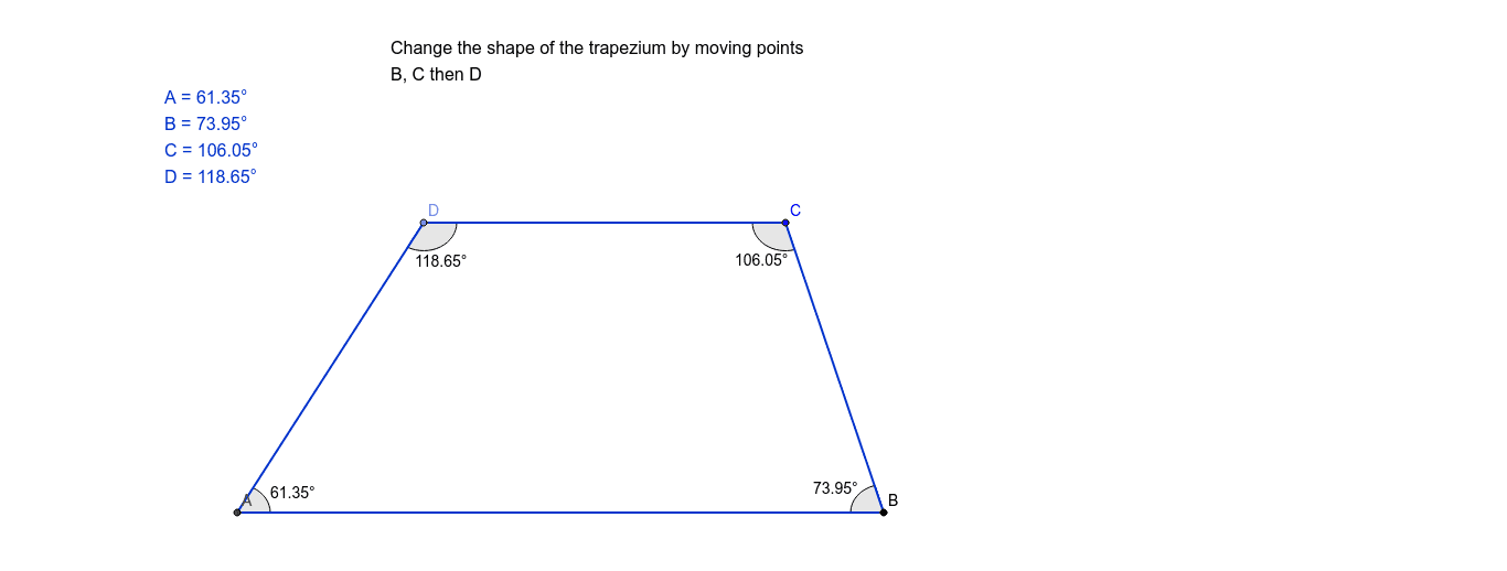 See the angles in a trapezium geogebra