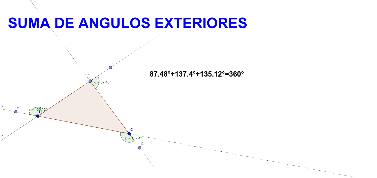 Suma de Angulos Exteriores de un Triangulo GeoGebra Suma de Angulos Exteriores de un Triangulo GeoGebra