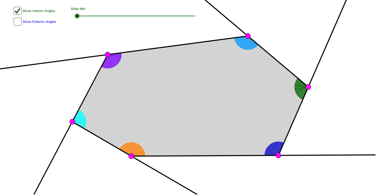 Hexagon Interior Exterior Angle Sum Theorems Geogebra