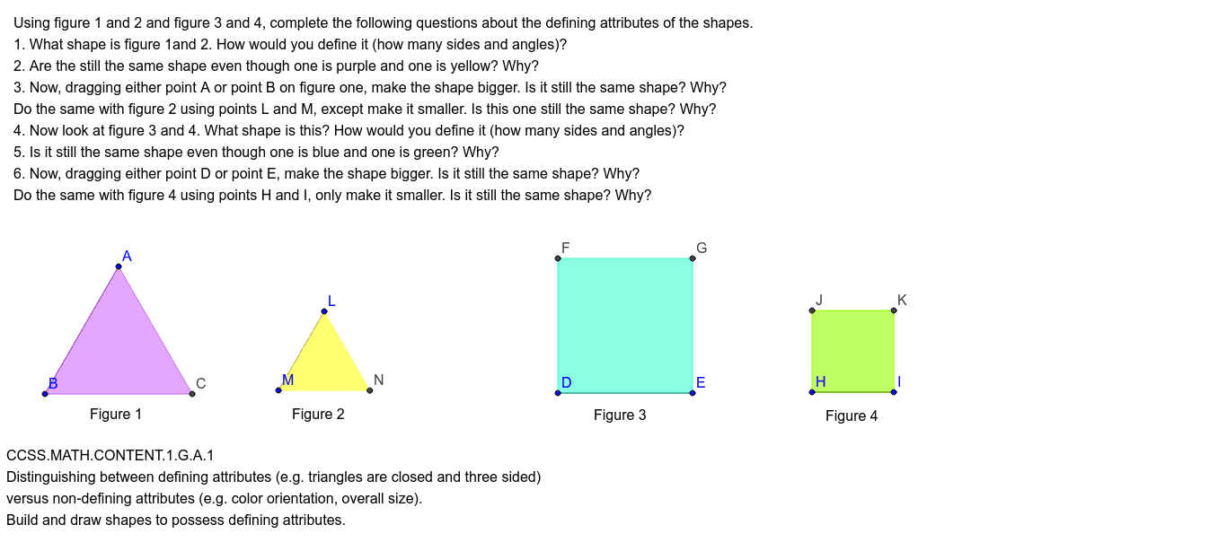 Defining Attributes of Shapes – GeoGebra